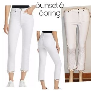 Sunset + Spring pom pom crop pants. Sz 24